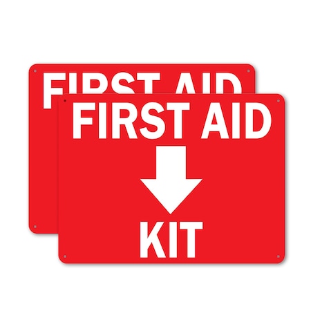 Signmission First Aid Kit with Down, 10 in W x Rectangle, Plastic OS-2PACK-MISC-P-710-L-19494